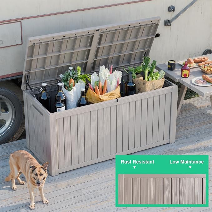 200 Gallon Resin Deck Box, Lockable Patio Outdoor Storage Box - Image 5