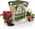 PICNIC TIME Garden Kneeler and Seat, Folding Gardening Bench, Portable Garden Stool and Kneeler with Detachable Tote Organizer for Weeding & Yard Work (Olive Green with Beige Accents)