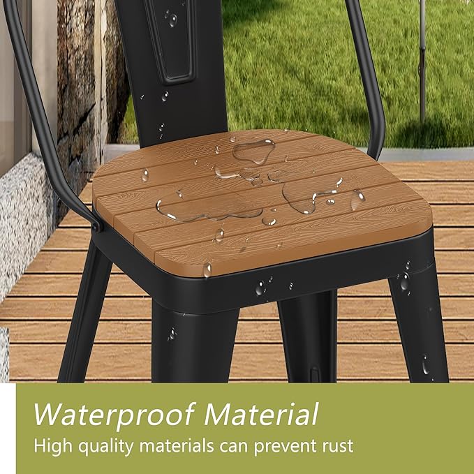 Outdoor Metal Bar Stools Set of 4, 26 inch Barstools Counter Height Bar Stool - Image 4