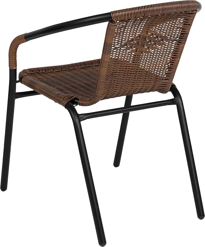 Flash Furniture Lila Medium Brown Rattan Indoor-Outdoor Restaurant Stack Chair - Image 8