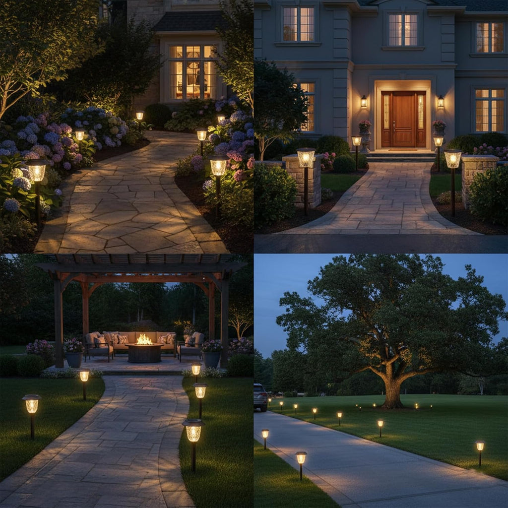 XMCOSY+ Solar Pathway Lights Outdoor, 6 Pack 2-Mode Solar Garden Lights | IP65 Waterproof Glass & Stainless Steel, 2 Lighting Modes (10/25 LM) Warm White for Yard, Walkway, Driveway, Patio & Path