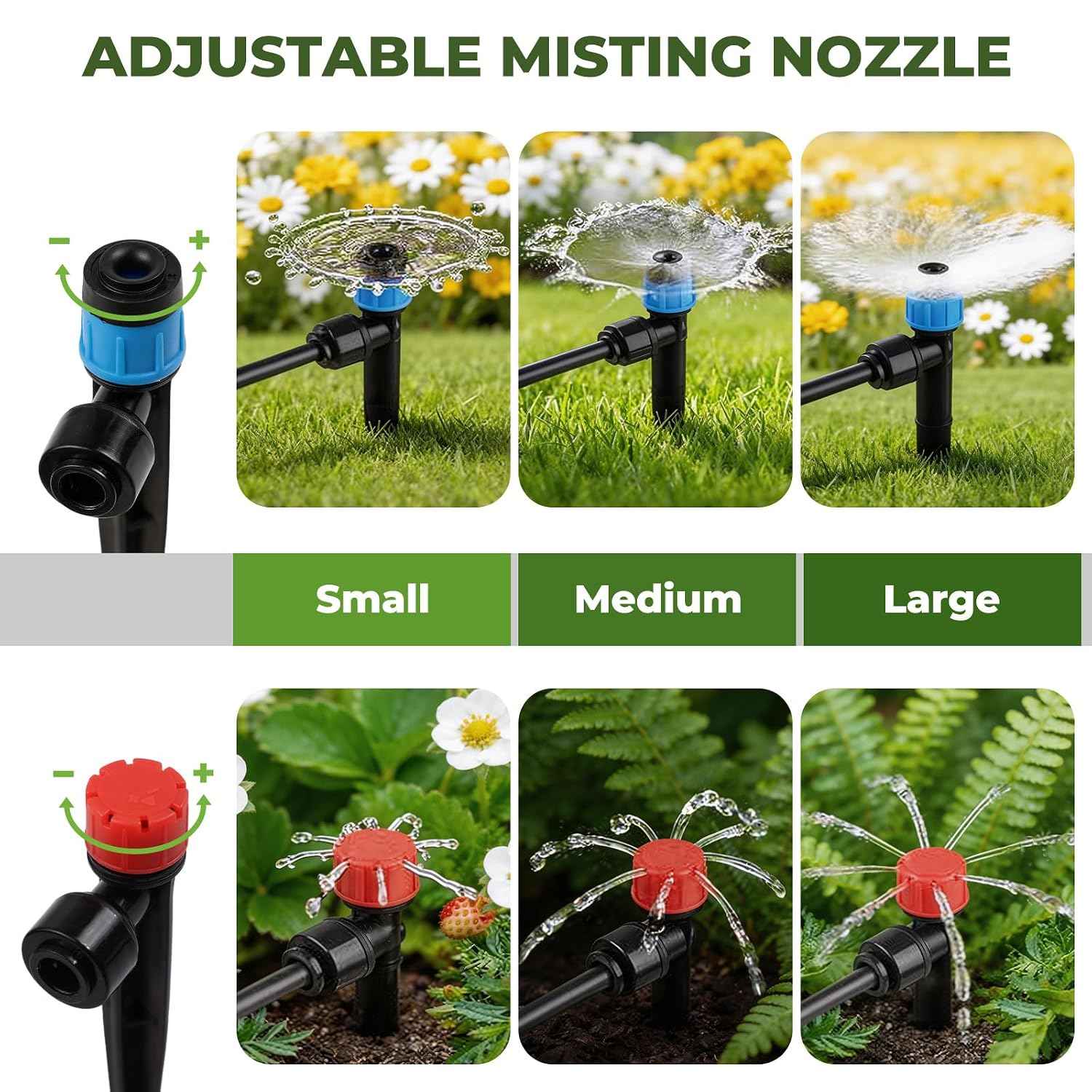 100FT Drip Irrigation System Kit, Quick Connect Garden Watering System, Easy Install Drip Irrigation Kit with 1/2" & 1/4" Tubing, Adjustable Emitters for Garden, Raised Beds, Greenhouse