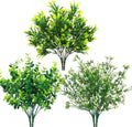 Ouddy Decor 6 Pcs Mixed Artificial Greenery, Fake Plastic Plants Outdoor | Realistic fake eucalyptus babys breath stems, care-free, for garden patio window box wedding table indoor outdoor home decor