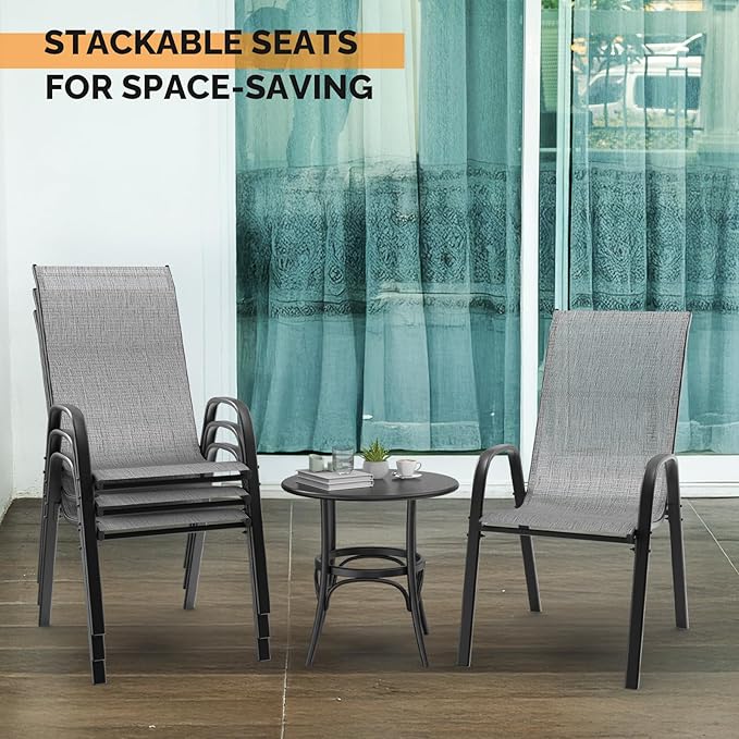 VINGLI Patio Chairs Set of 8 – Stackable Outdoor Dining Chairs - Image 9