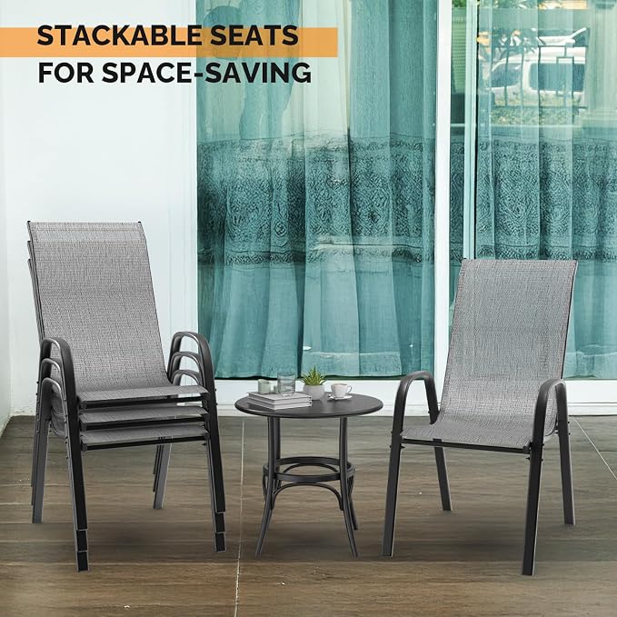 VINGLI Patio Chairs Set of 2 – Stackable Outdoor Dining Chairs - Image 5