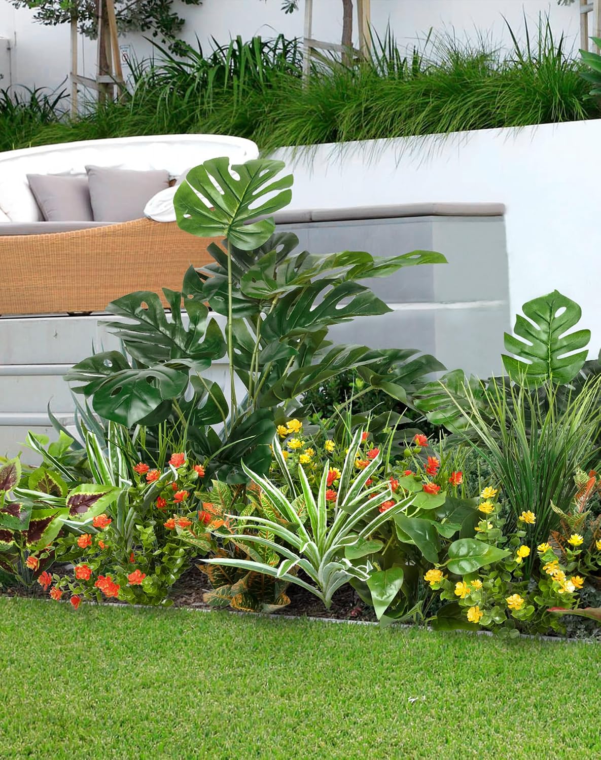 Ouddy Decor 18 Pcs Artificial Plants for Outdoors Fake Greenery Stems | Faux boxwood shrubs flowers, UV resistant, indoor outdoor porch patio garden table vase window box spring summer home decor