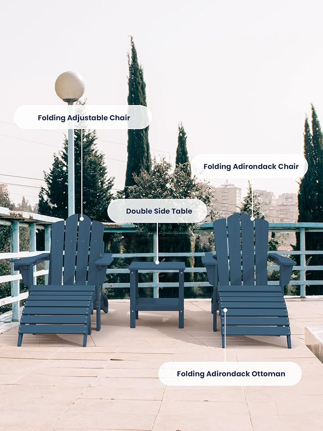 KINGYES Folding Adirondack Ottomans Set of 4 - Image 7