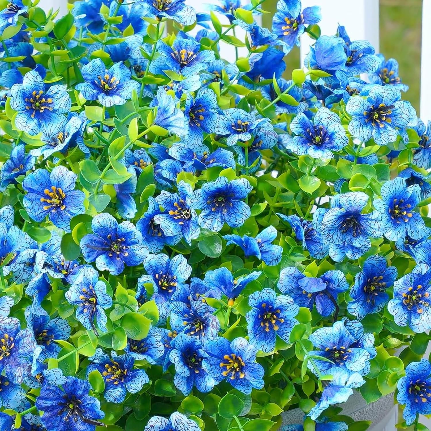 12 Bundles Artificial Flowers for Outdoors UV Resistant | Realistic Outdoor Artificial Fake Flowers with Eucalyptus Leaves for Porch, Patio, Planter, Window Box, Home, Garden Decor