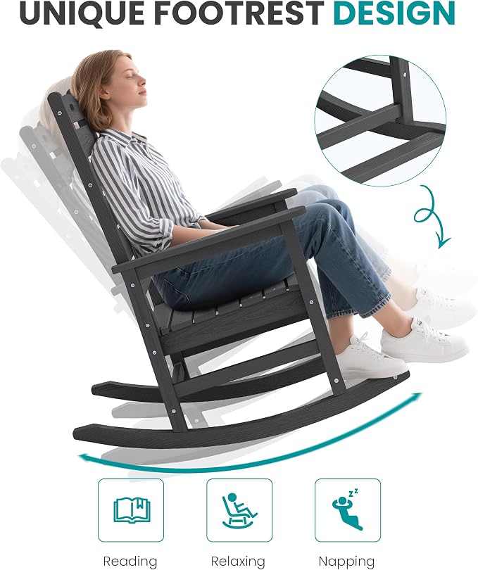 SERWALL Outdoor Rocking Chair Set of 2, Oversized Rocking Chair - Image 8