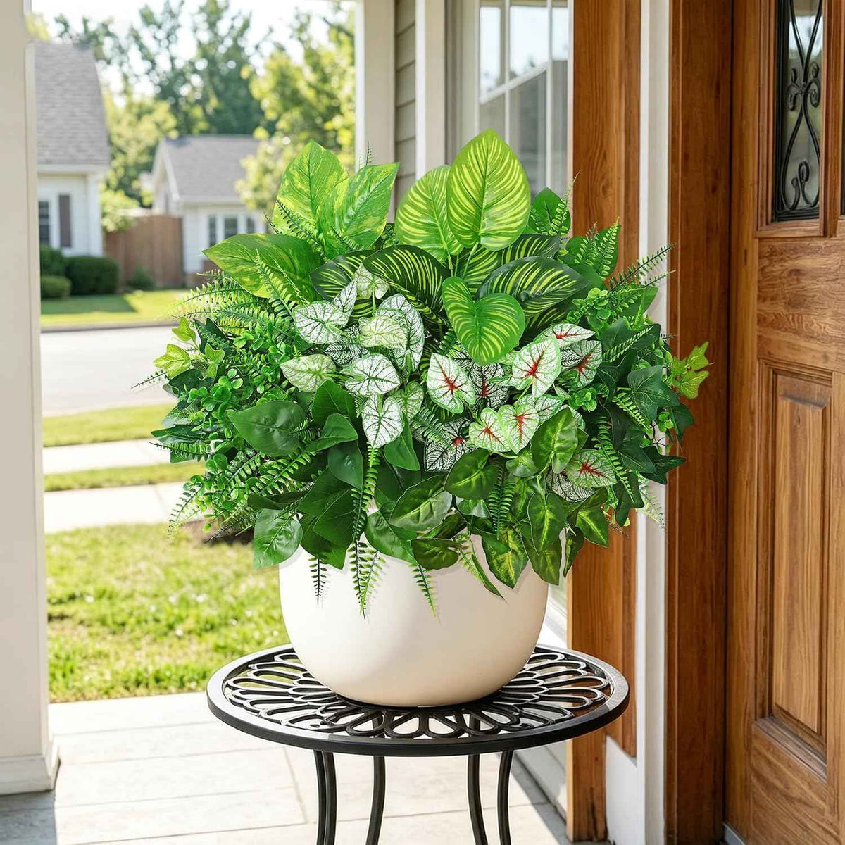 12 Bundles Artificial Plants for Indoor Outdoor UV Resistant Faux Plants | Weldomcor Fake Greenery Stems with Eucalyptus Fern Faux Shrubs for Outside Porch Planters Garden Window Box Patio Decor