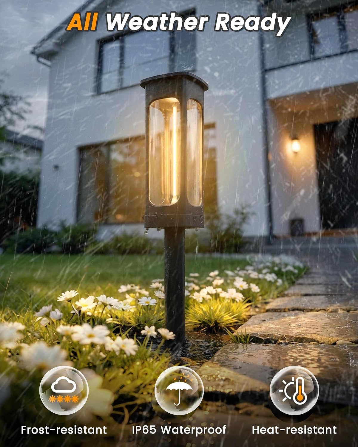 VOLISUN 8 Pack Solar Garden Pathway Lights LED Outdoor Waterproof | Solar Landscape Lighting Outdoor Waterproof, ,Warm Color Pathway Lights, Solar Garden Lights for Yard Lawn Driveway Walkway