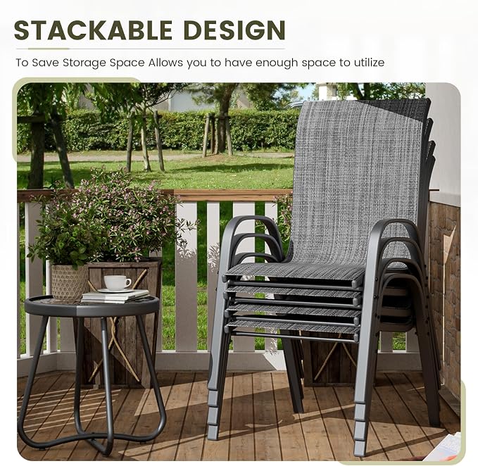 UDPATIO Patio Chairs Set of 4, Stackable Outdoor Dining Chairs - Image 7