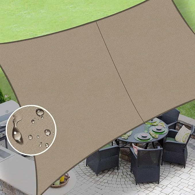 LOVE STORY Rectangle 8'x15' Waterproof Sun Shade Sail Canopy UV Block by LOVESTORY