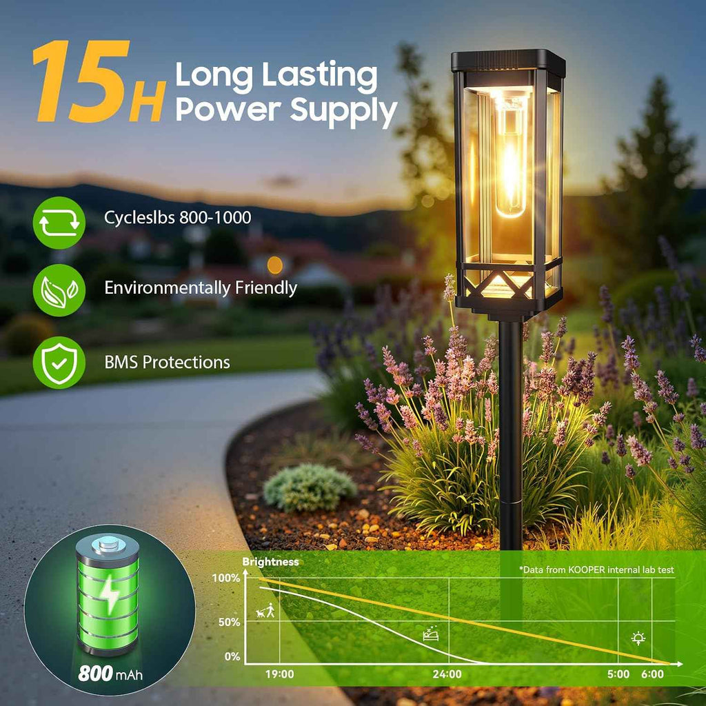 KOOPER Taller Solar Pathway Lights Outdoor, 8 Pack Upgraded Brighter Solar Garden Lights Solar Powered, Up to 15 Hours Outdoor Solar Lights for Yard Landscape Walkway Driveway Sidewalk (Warm White)