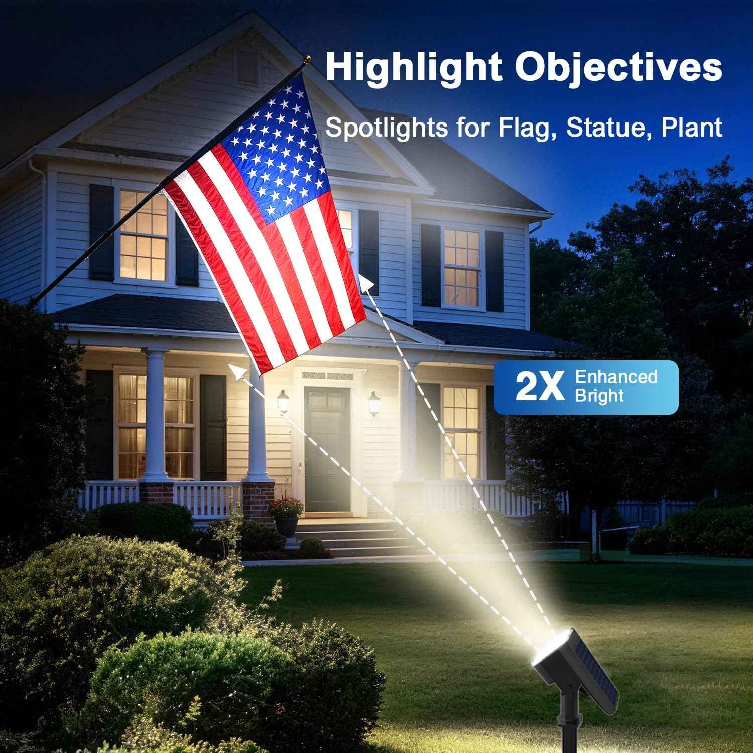 JEJOT Solar Spotlights Outdoor Waterproof with Focus Beam, 6 Pack | Solar Spot Lights, 2 Lighting Modes, Solar Lights for Yard Garden Lawn Landscape Pathway, Cool White