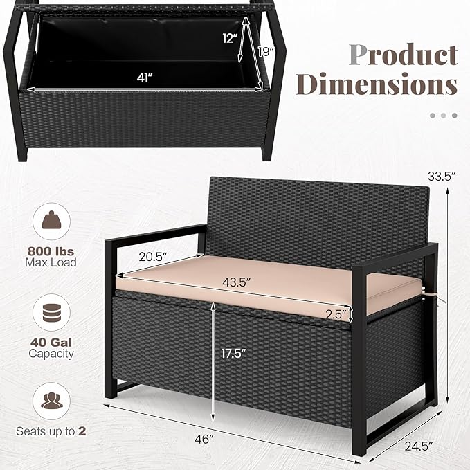 Tangkula 40 Gallon Outdoor Bench - Image 3