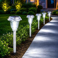 DERAYSION Solar Lights Outdoor, Metal Glass Solar Pathway Lights | IP65 Waterproof Garden Lights Glass Stainless Steel Long-Lasting Outdoor Solar Lights for Yard Garden Path Driveway Walkway