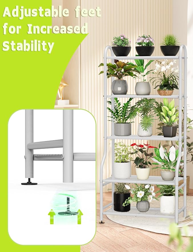 5-Tier Metal Plant Stand Indoor Outdoor, Waterproof Flower Stand - Image 2
