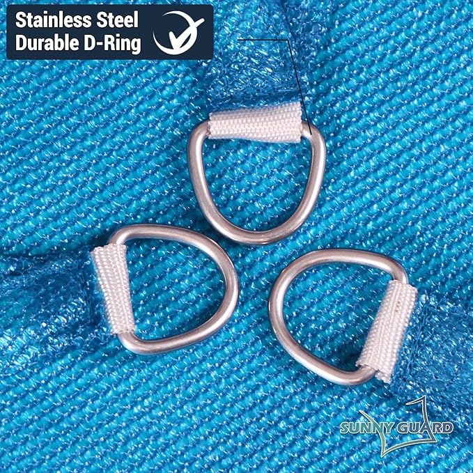 SUNNY GUARD Custom Size 12'x12'x17' Turquoise Blue Sun Shade Sail Right - Image 6