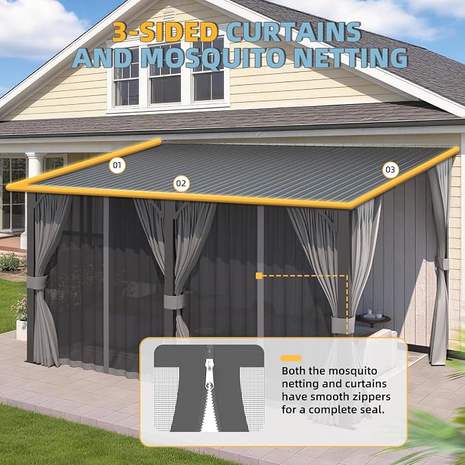 AECOJOY 20'x8' Outdoor Hardtop Metal Gazebo - Image 4