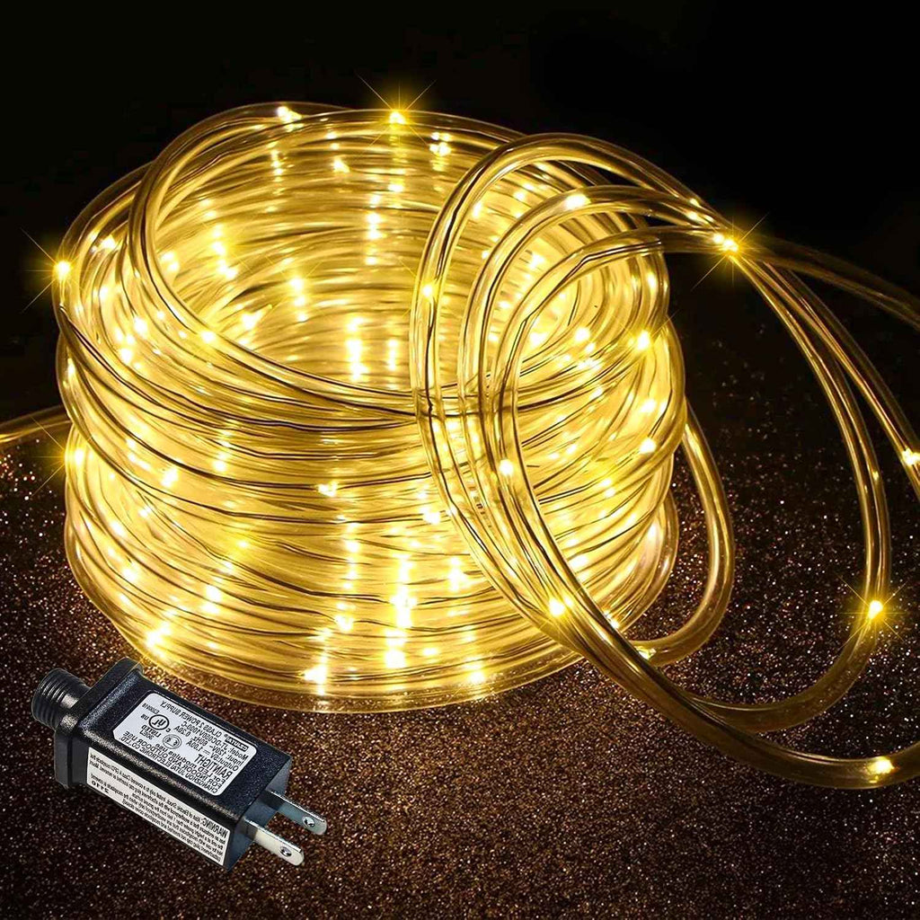 66FT 200 LED Rope Lights for Outside, Warm White Rope Lights Indoor | Connectable Flexible Plug in Outdoor String Lights for House Bedroom Patio Pool Landscape Camping Party Decorations