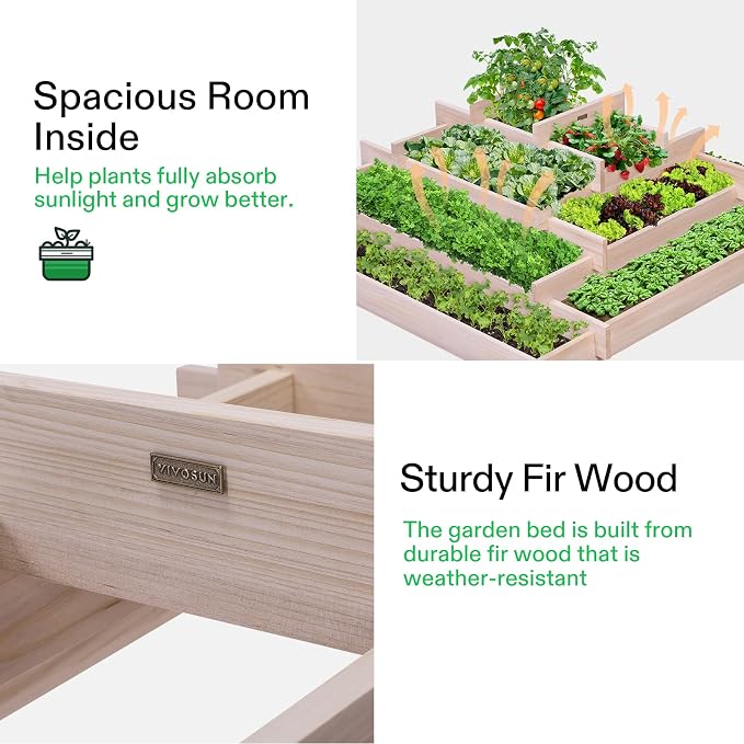 VIVOSUN 5-Tier Wooden Raised Garden Bed, Outdoor Wood Planter Box - Image 3