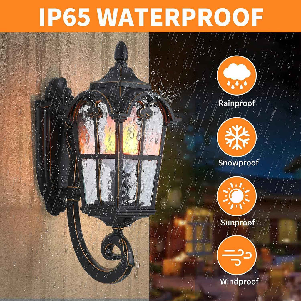 LONEDRUID 17.71" Dusk to Dawn Sensor Black Outdoor Wall Light Fixture | Exterior Wall Lantern Waterproof Sconce Rustic Porch Lights Wall Mount for House Garage Doorway, ETL Listed