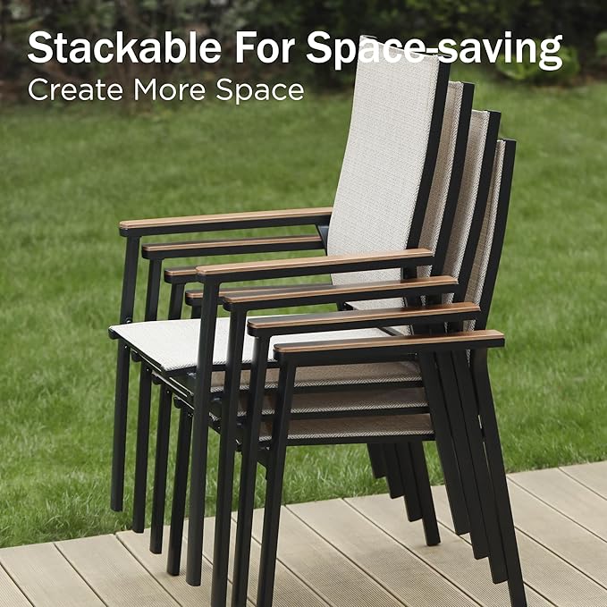 PHI VILLA 9 PCS Patio Dining Set, Aluminum Outdoor Furniture, Patio Table and - Image 2