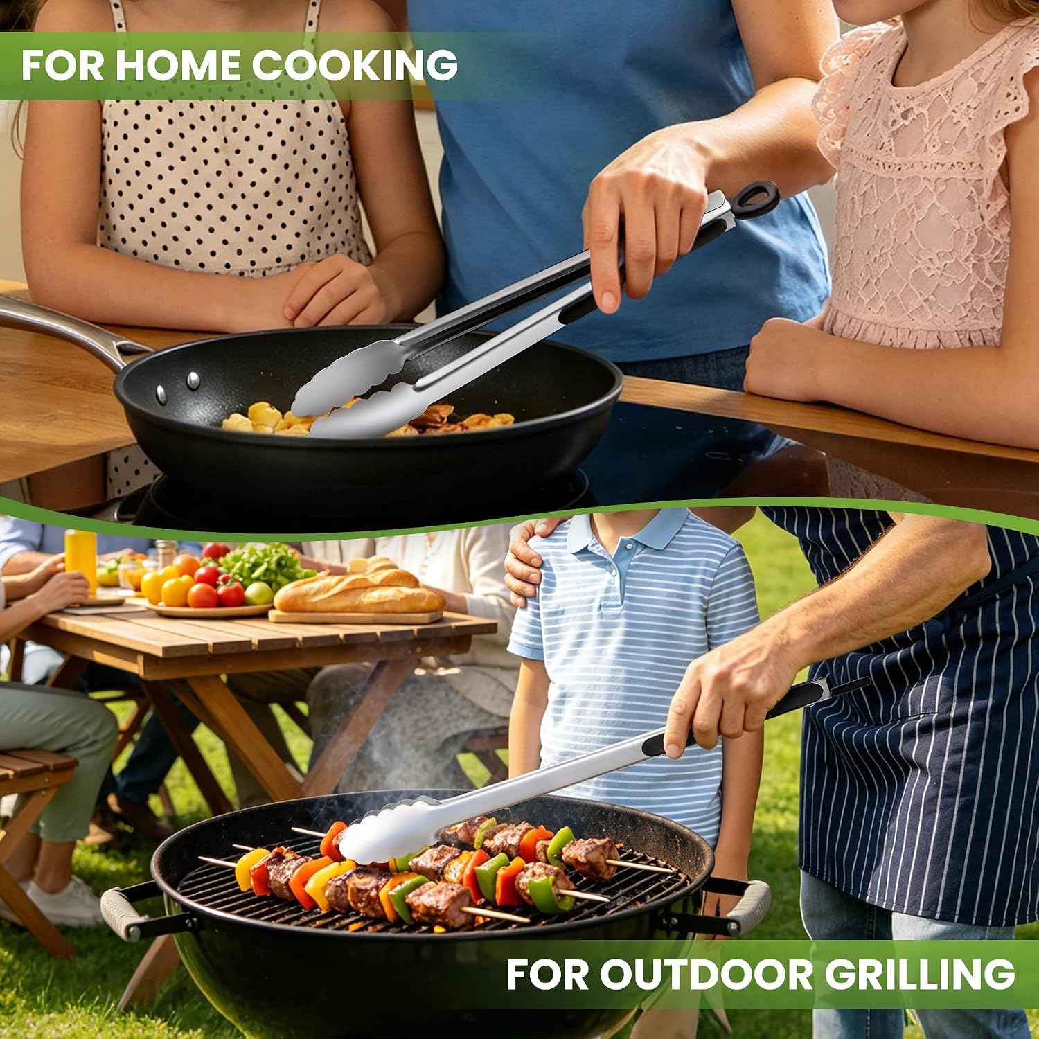 Grill Tongs, 17 Inch Extra Long Stainless Steel BBQ Tongs (17", 1PC) | For Cooking/Serving/Grilling | Heat-Resistant | Dishwasher Safe
