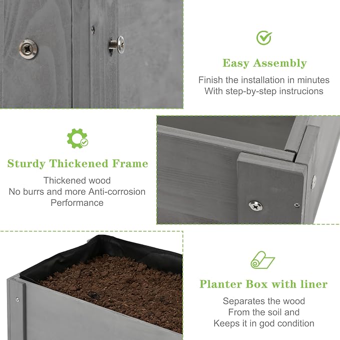 Raised Garden Bed with Legs, Outdoor Wood Elevated Planter Box, Thick Legs - Image 5