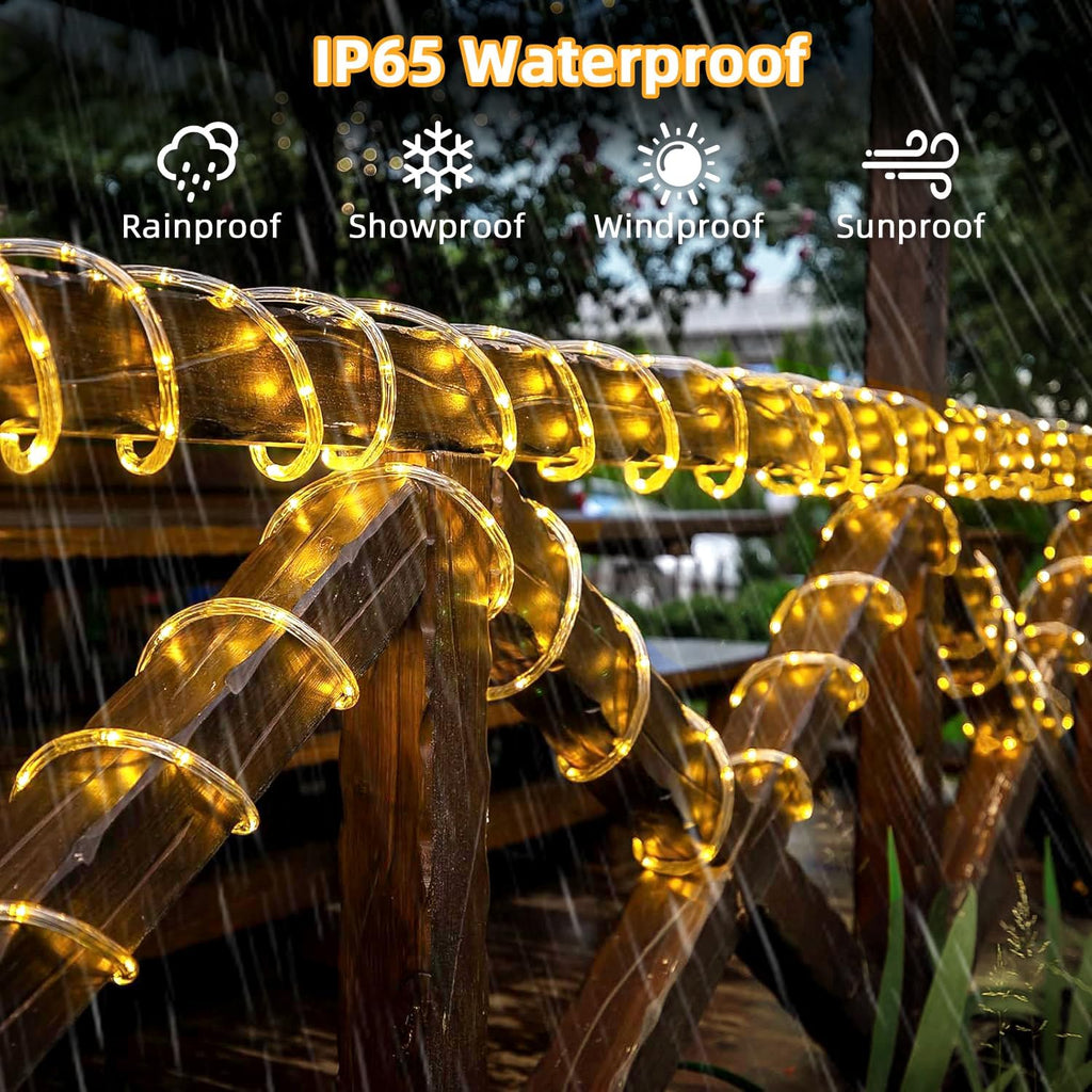 Solar String Lights Outdoor Waterproof – 120 LED 40ft Rope Lights with 8 Modes, Fairy Lights for Patio, Garden, Tree, Christmas, Wedding, Yard, Fence, Party, Indoor & Outdoor Decor（Warm White）