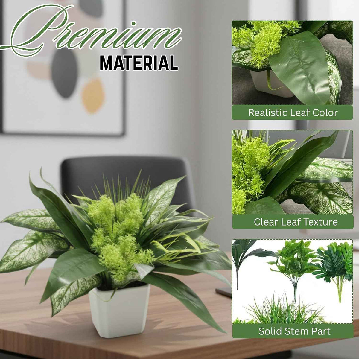 Trivon 18 Bundles Artificial Plants Outdoor, Fake Outdoor Plant Bushes with UV Resistant Greenery, Faux Leaves Stems, Realistic Decorative for Patio Garden, Yard, Porch & Fake Green