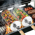 TNTOR Rolling Grill Basket, Larger 304 Stainless Steel Nesting Grilling Net, Removable Handle, BBQ Accessories Tools for Veg Shrimp, Outdoor Cooking Camping Father's Day grilling gifts for men Dad
