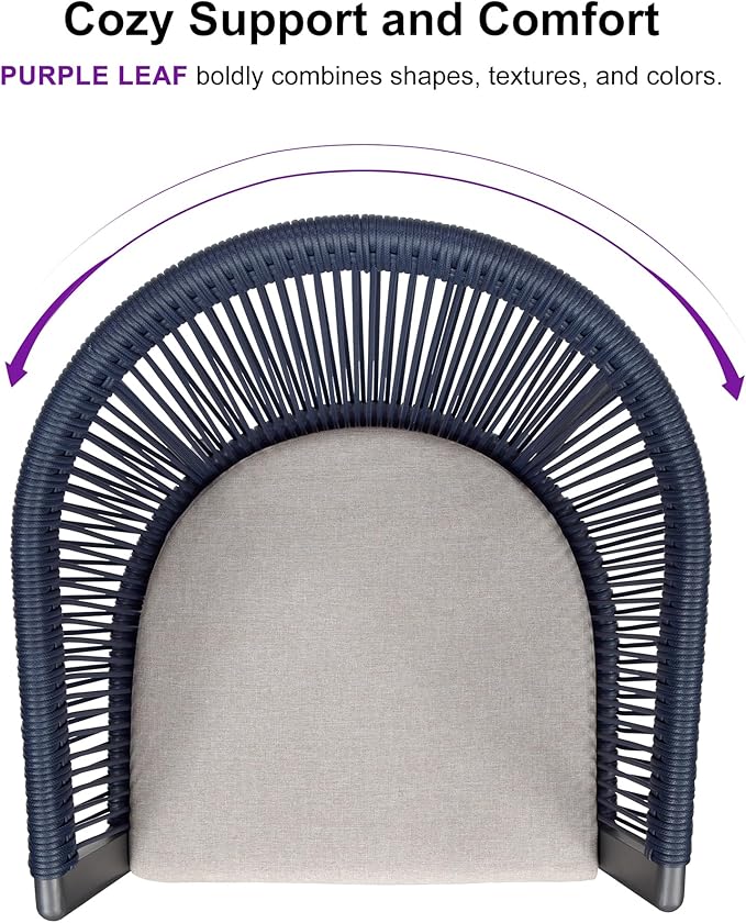PURPLE LEAF Patio Dining Set for 6 All-Weather Wicker 7 Piece Aluminium Outdoor - Image 3