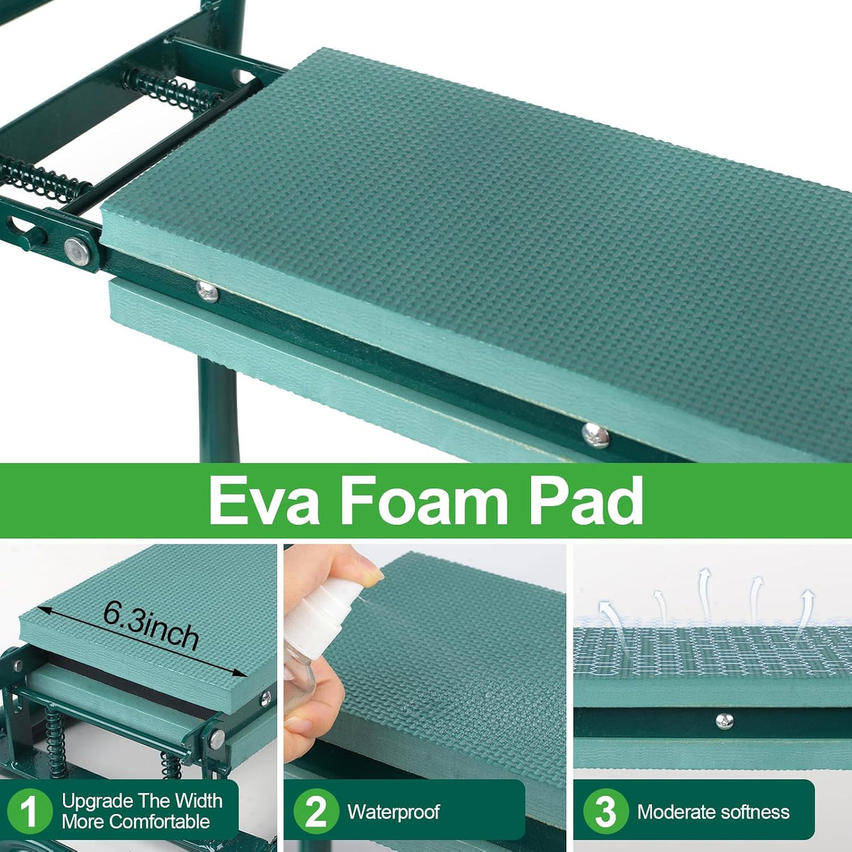 Garden Kneeler and Seat, Garden Bench for Kneeling and Sitting, Garden Stool and Kneeler with A Tool Pocket, Eva Soft Foam Pad for Kneeling and Seating, Gardening Gifts for Women Men Seniors Gardener
