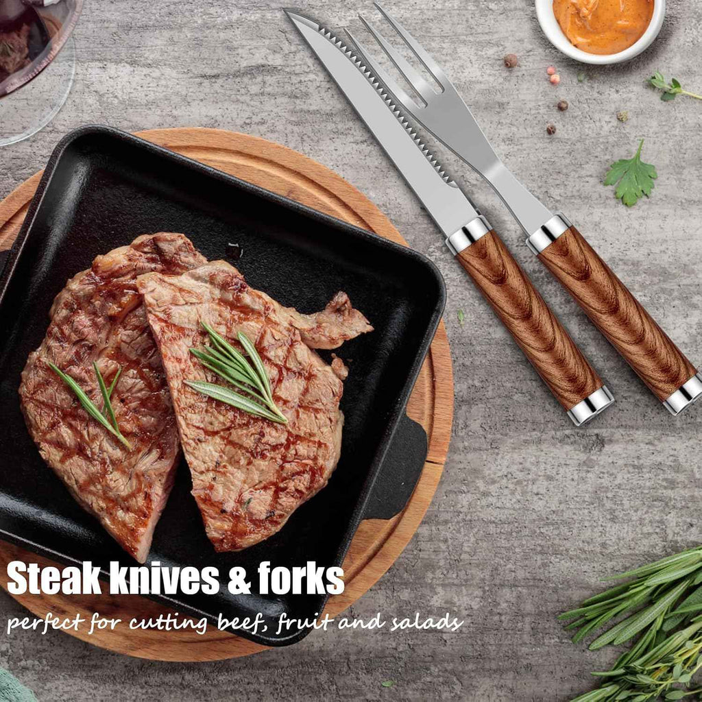 RINPIR 35pcs Grilling Tools Set with Aluminum Case for Men Dad Gifts,Brown | Stainless Steel, BBQ Accessories Kit with Scissors, Professional Grill Utensils, for Outdoor Camping, Christmas, Birthday