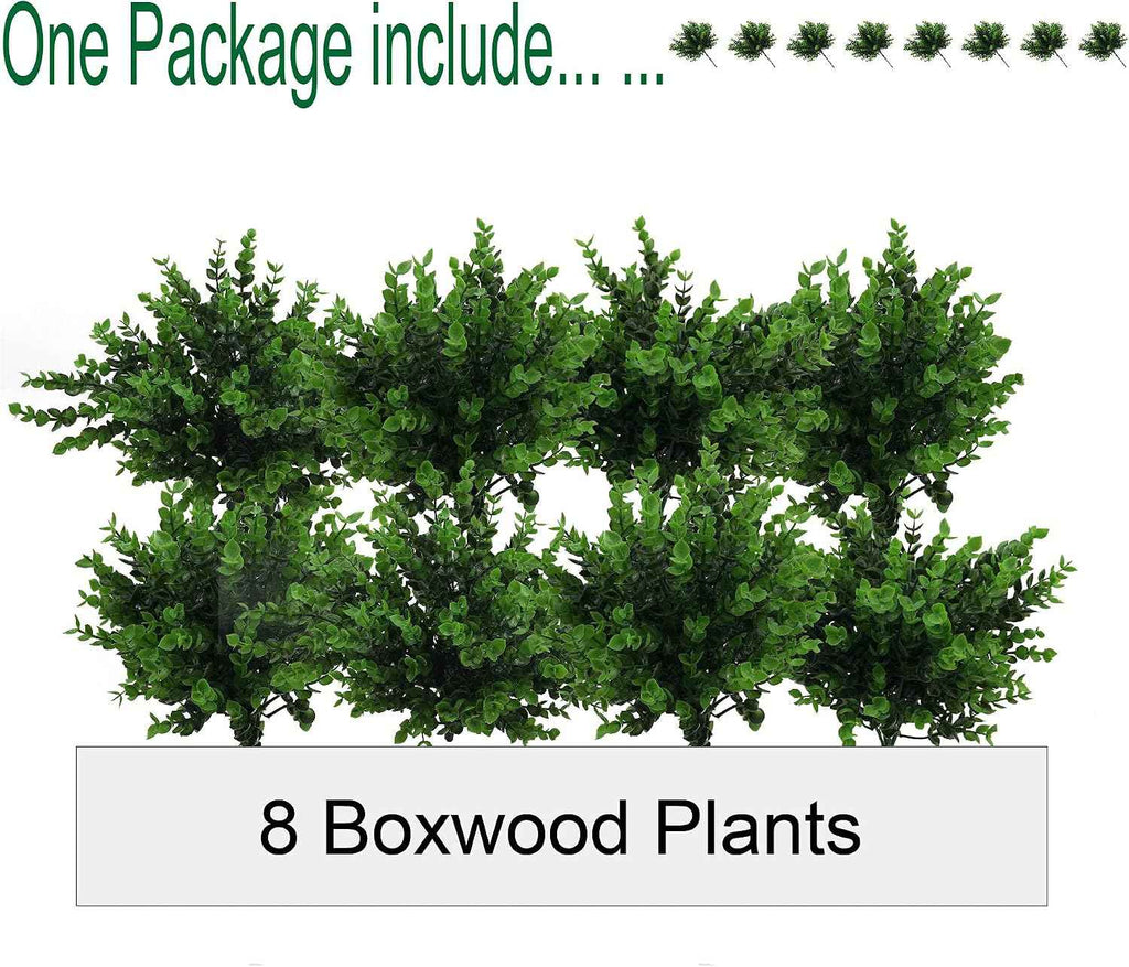 KuGuo Artificial Eucalyptus Plants, 8 Bundles, UV Resistant Outdoor Décor | Lifelike plastic greenery for porch planters, window boxes, patios, balconies, weddings and maintenance-free arrangements