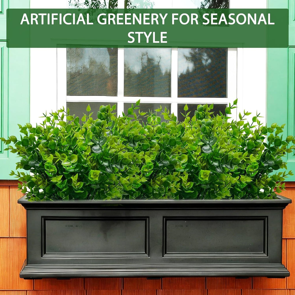 TURNMEON 20 Bundles Artificial Greenery Plants Outdoor Summer Decor | UV Resistant Fake Plants Boxwood Shrubs Grass Faux Eucalyptus Flowers for Farmhouse Gardens Home Patio Indoor Decor(Green)