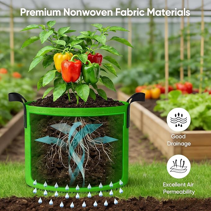 15 Gallon Potato Grow Bags: Set of 5 Colorful Gardening Supplies Fabric Pots - Image 5