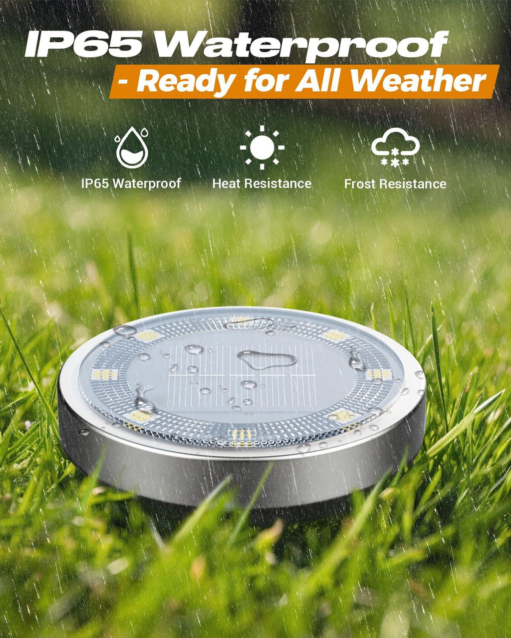 btfarm 16 Pack Solar Lights Outdoor Waterproof, 8 LED Solar Ground Lights | Stainless Steel, Easy-to-Install Flat Solar Disc Lights, Pathway Lights for Garden Lawn Patio Yard Path Landscape, Cool White