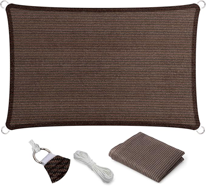 Eden's Decor Straight Flat-Edged Sun Shade Sail Rectangular 6' x 14' Brown by EdensDecorInc
