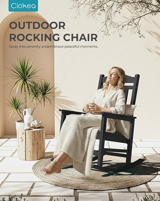 Ciokea Oversized Outdoor Rocking Chair, 380lbs Heavy-Duty Large Patio Rocker - Image 4