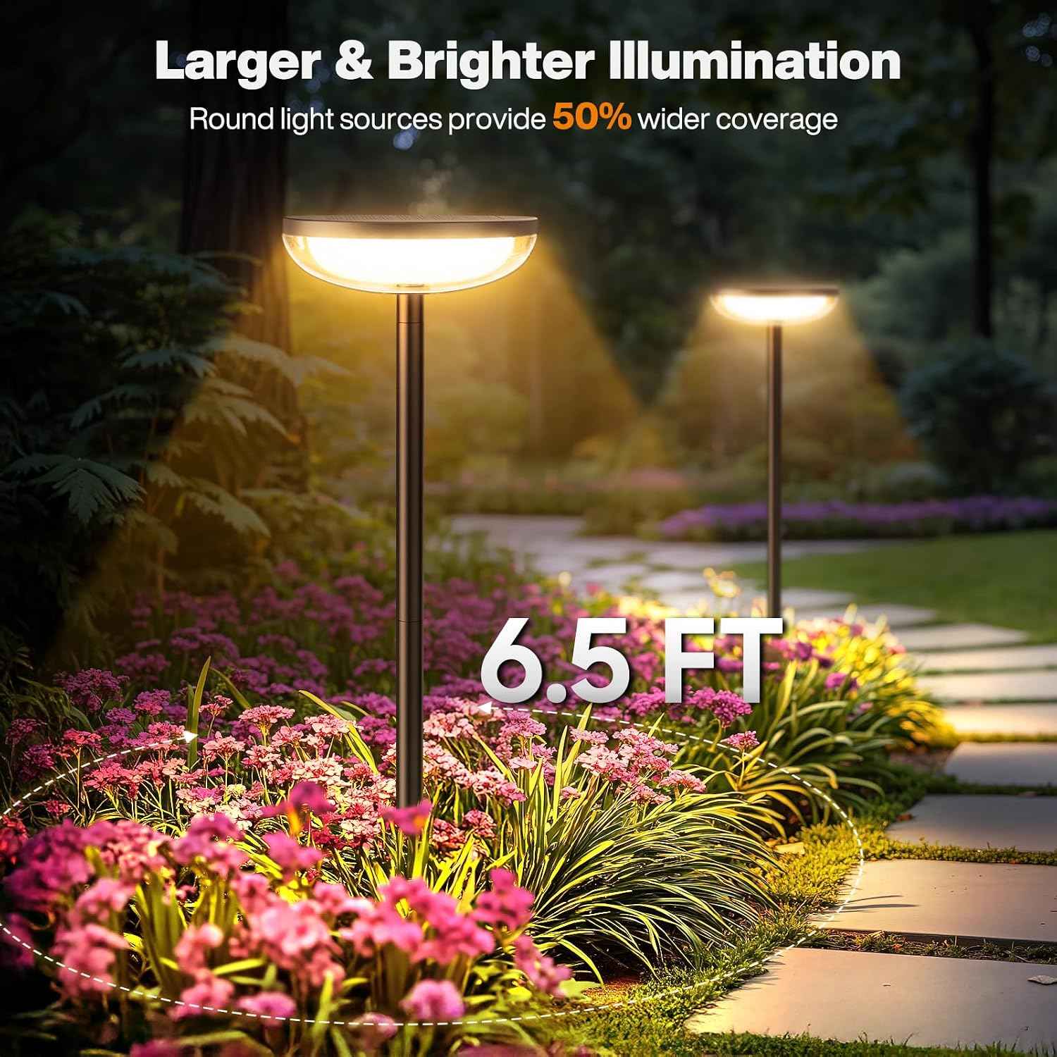 ELECLINK Solar Pathway Lights Outdoor, 6 Pack Tall Solar Garden Lights Outdoor Waterproof for Yard Flower Bed Patio Path Walkway Driveway Outside Decor Landscape Lighting