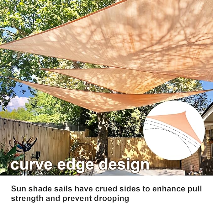 SUNLAX Sun Shade Sail 8' x 16' x 17.9' Peach Fuzz Rectangle Canopy Sail Shade - Image 2