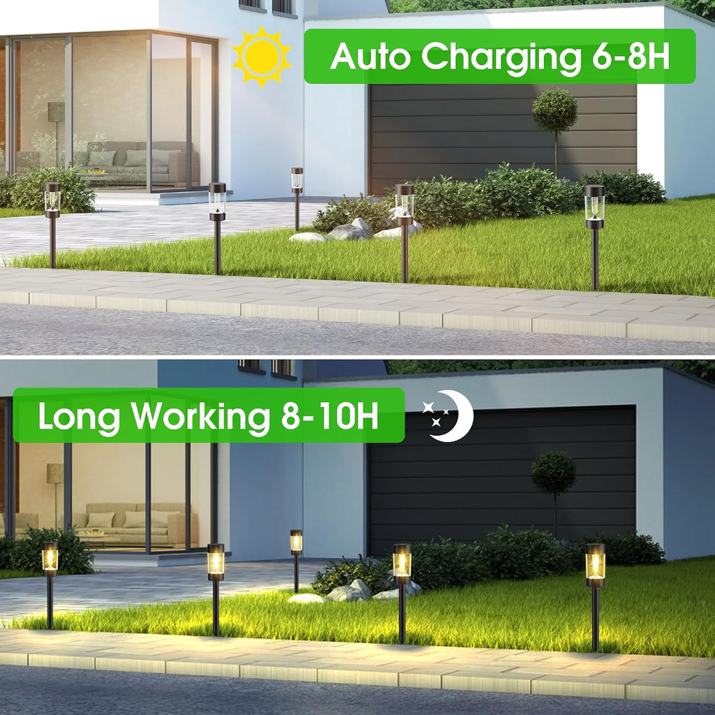 Eyrosa Solar Pathway Lights Outdoor Waterproof, 12 Pack, Warm White | Solar Landscape Lighting for Pathway Garden Yard Path Walkway Driveway Lawn Outside Décor