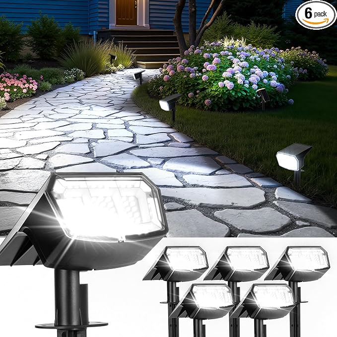 Solar Spot Lights Outdoor IP67 Waterproof 6 Pack, 63 LED 3 Modes Solar by Unknown