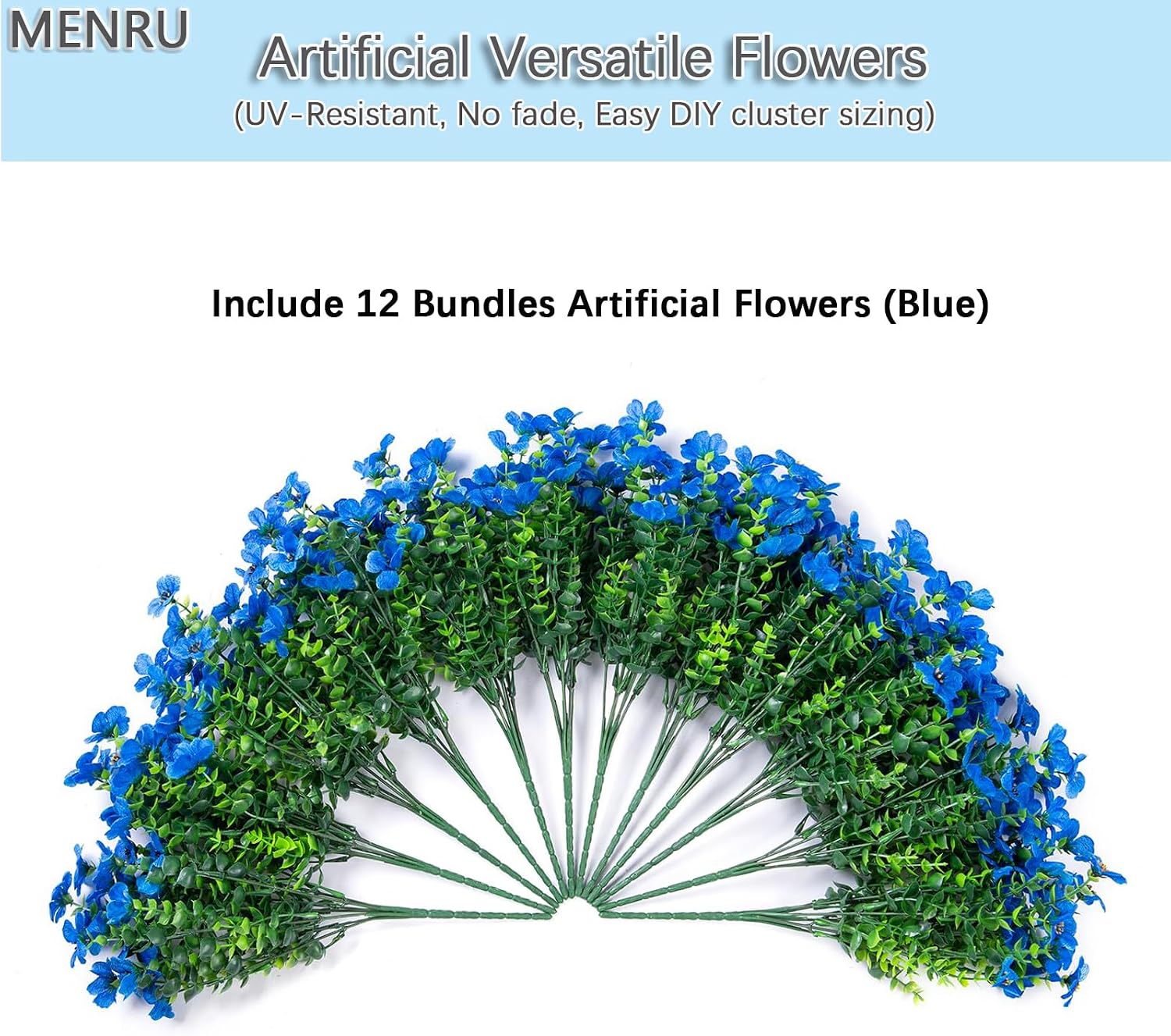 12 Bundles Artificial Flowers for Outdoors UV Resistant | Realistic Outdoor Artificial Fake Flowers with Eucalyptus Leaves for Porch, Patio, Planter, Window Box, Home, Garden Decor
