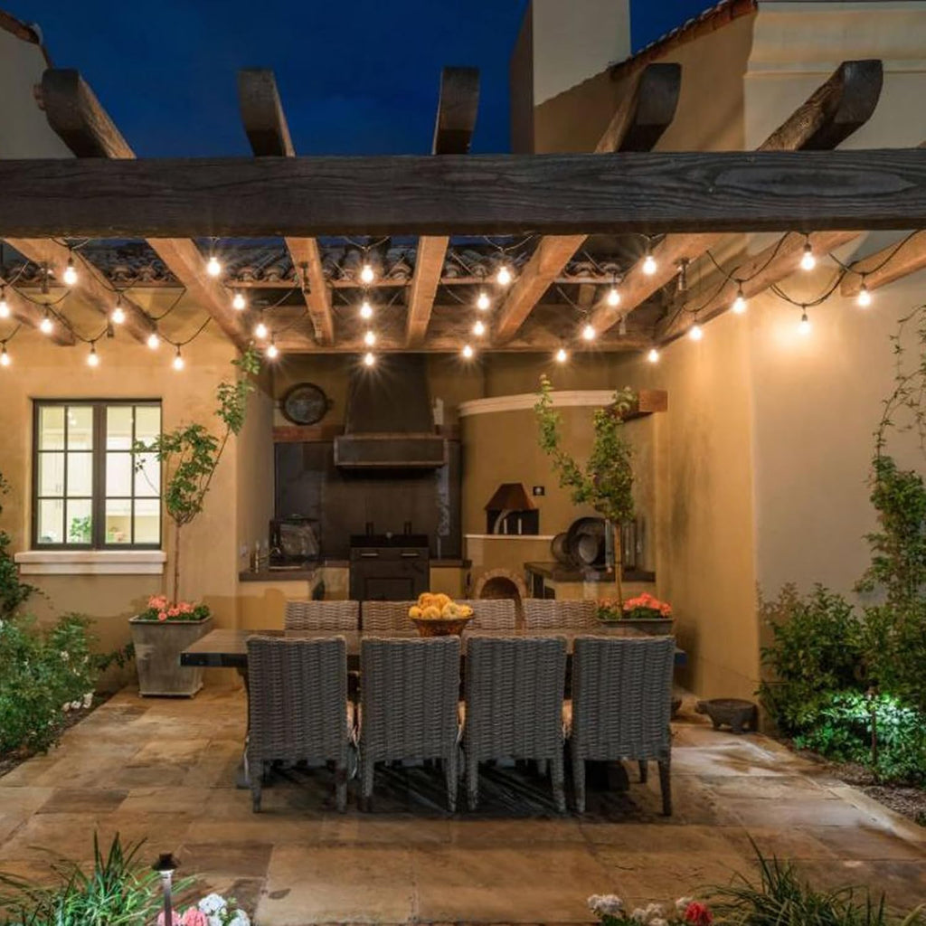 Banord Outdoor String Lights, 50FT Waterproof Patio Lights with 1W Dimmable LED Bulbs, Hanging String Lights for Outdoor Backyard, Garden, Deck, Porch, Gazebo, Balcony, Camping, Party(Black)
