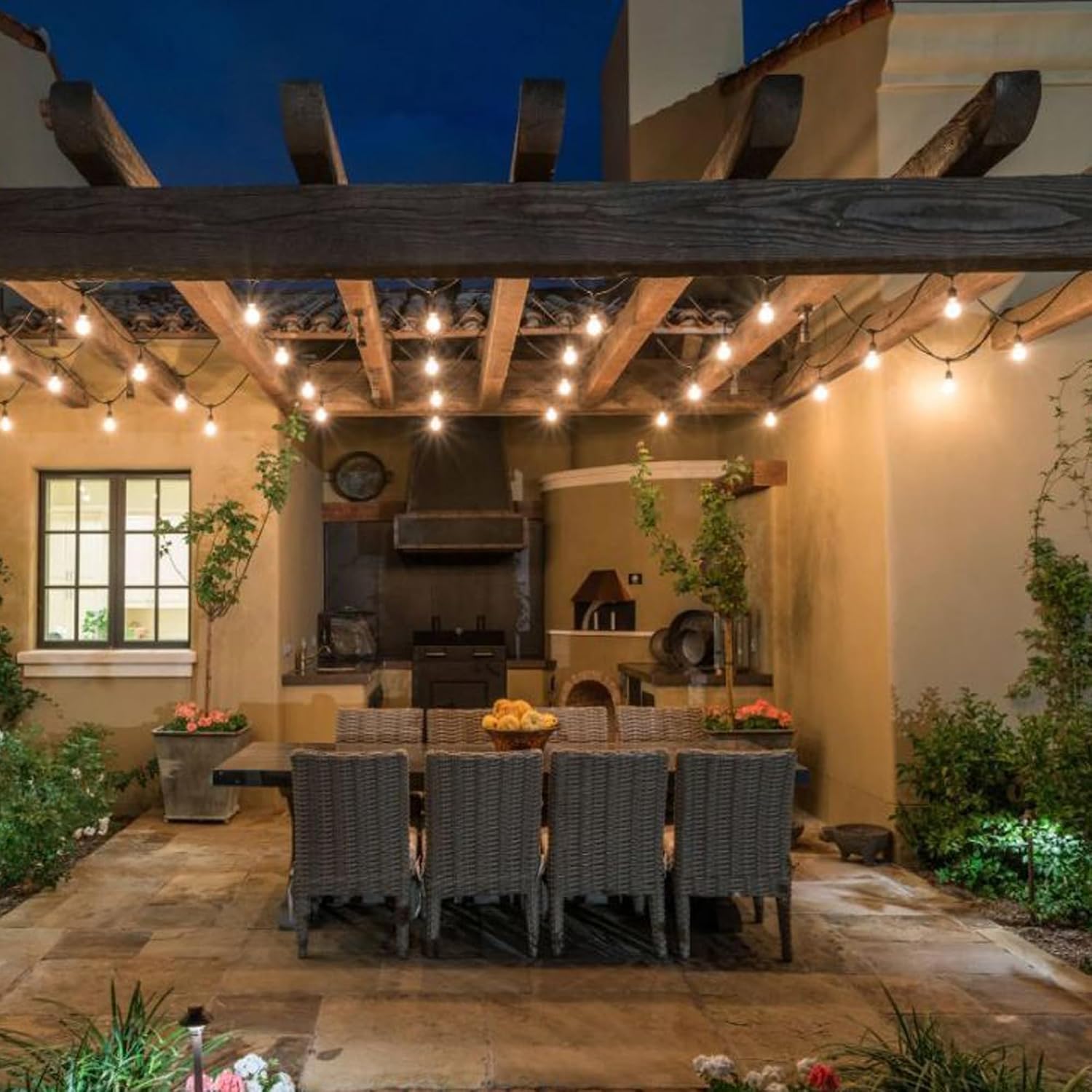 Banord Outdoor String Lights, 50FT Waterproof Patio Lights with 1W Dimmable LED Bulbs, Hanging String Lights for Outdoor Backyard, Garden, Deck, Porch, Gazebo, Balcony, Camping, Party(Black)