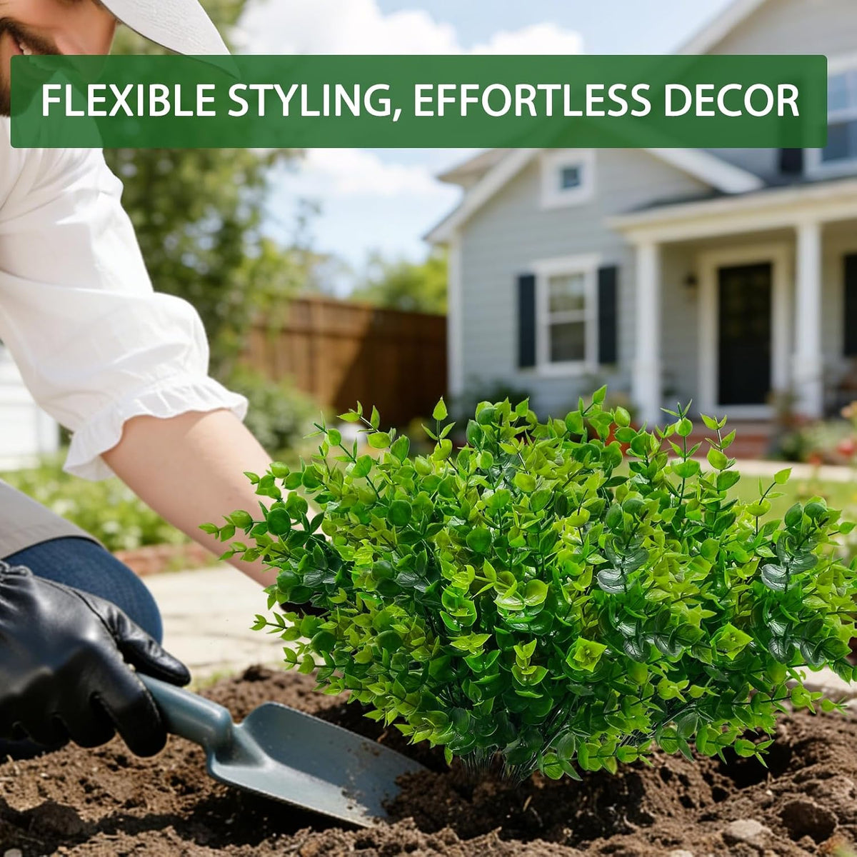 TURNMEON 20 Bundles Artificial Greenery Plants Outdoor Summer Decor | UV Resistant Fake Plants Boxwood Shrubs Grass Faux Eucalyptus Flowers for Farmhouse Gardens Home Patio Indoor Decor(Green)